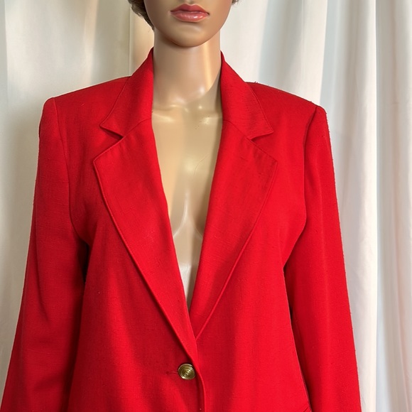 Sag, harbor, petite size 6 double breasted, longsleeved red blazer - Picture 2 of 8